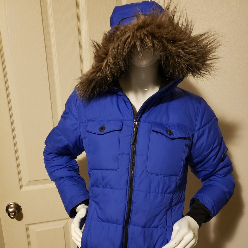 ROYAL BLUE COLUMBIA PARKA FAUX FUR TRIM MEDIUM